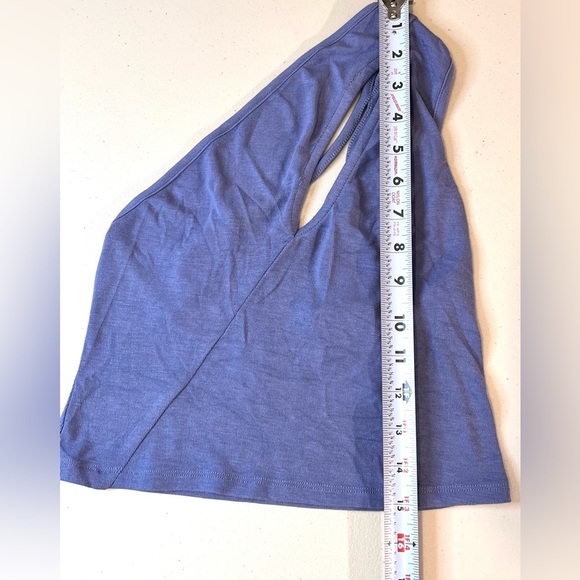 WeWoreWhat One Shoulder Cut Out Tank Top, Adjustable Straps, Slate Blue, Sz Med - Picture 3 of 7